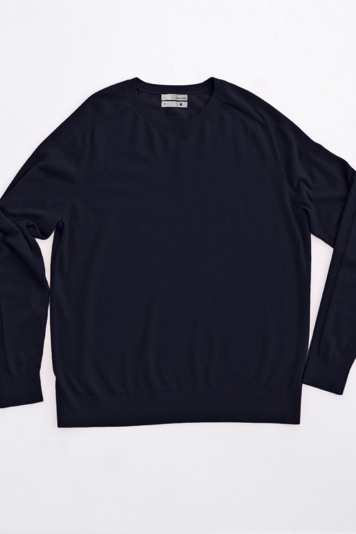 MERINO NAVY ROUND COLLAR JUMPER