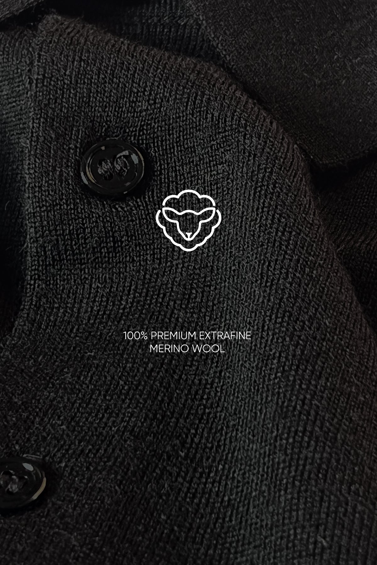 MERINO BLACK POLO LONG SLEEVE