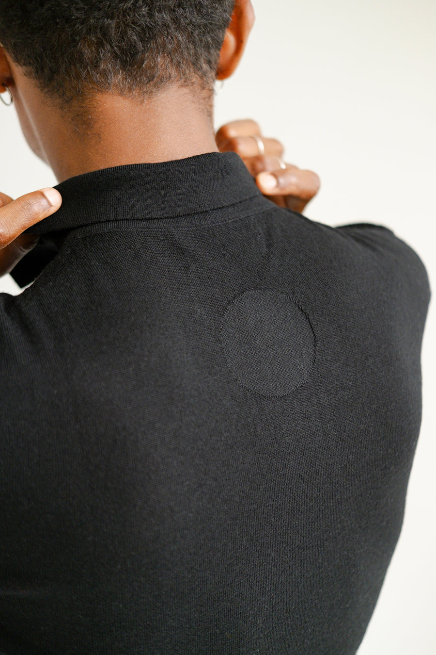 MERINO BLACK POLO LONG SLEEVE